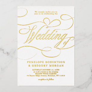 Modern calligraphy timeless gold and white wedding