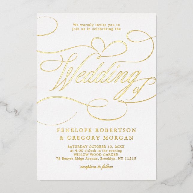 Modern calligraphy timeless gold and white wedding (Front)