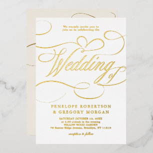 Modern calligraphy timeless gold and white wedding