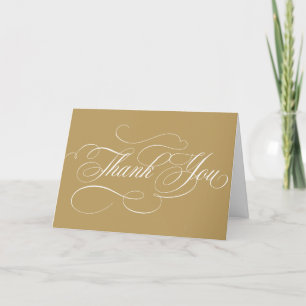 Modern calligraphy timeless gold and white wedding thank you card
