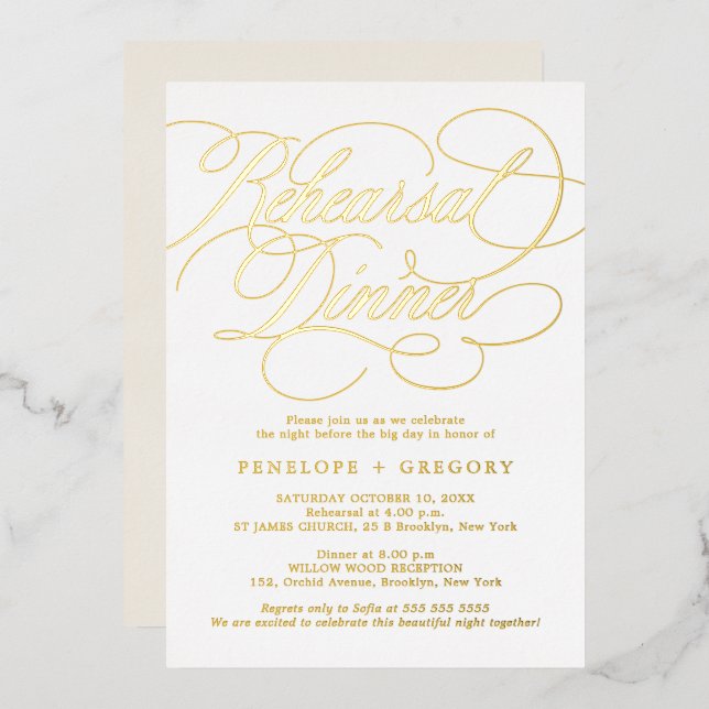 Modern calligraphy timeless gold The night before  (Front/Back)