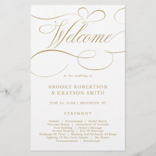 Modern calligraphy timeless gold  Wedding Program