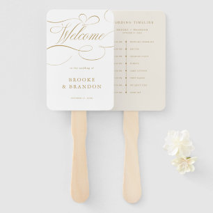 Modern calligraphy timeless gold wedding Timeline Hand Fan