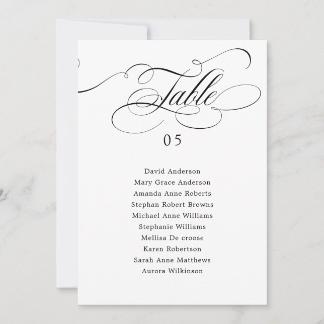 Modern calligraphy timeless  Seating Chart Card (Front)