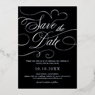 Modern calligraphy timeless Silver Save the Date