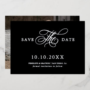 Modern calligraphy timeless Silver Save the Date