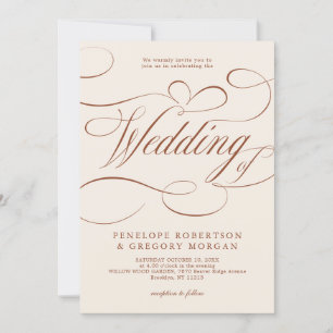 Modern Calligraphy Timeless Terracotta Wedding Invitation