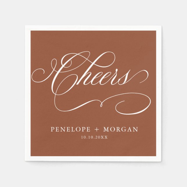 Modern calligraphy timeless Terracotta wedding Napkin (Front)