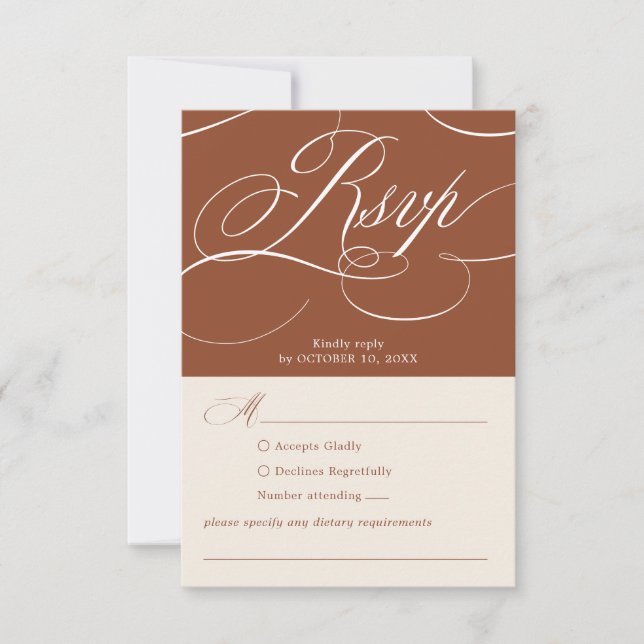 Modern Calligraphy Timeless Terracotta Wedding RSVP Card (Front)