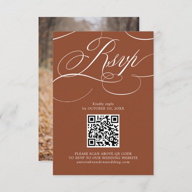 Modern Calligraphy Timeless Terracotta Wedding RSVP Card (Front/Back)