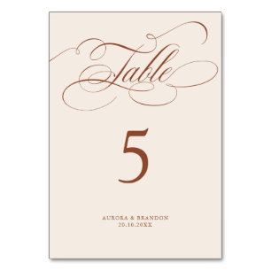 Modern calligraphy timeless Terracotta wedding Table Number