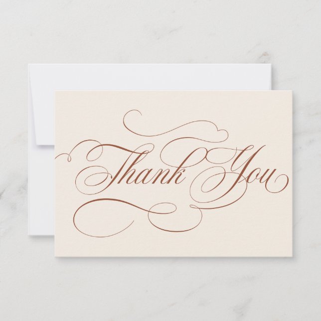 Modern calligraphy timeless Terracotta  wedding Thank You Card (Front)