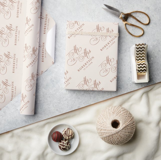 Modern calligraphy timeless terracotta wedding wrapping paper (Crafts)