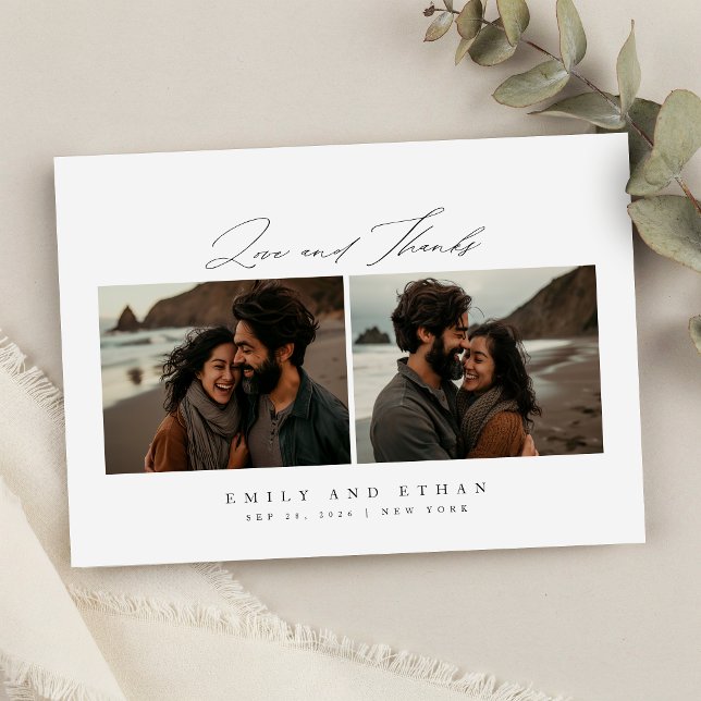 Modern Calligraphy Two Photo QR Code Save The Date (Creator Uploaded)