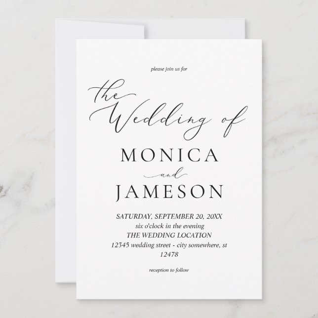 Modern Calligraphy V2 Wedding Invitation (Front)