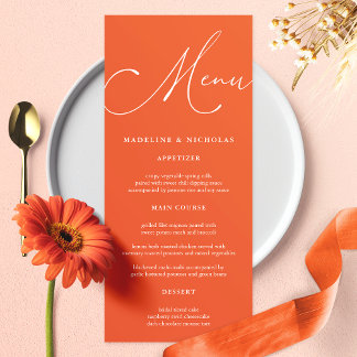 Modern Calligraphy Verona Sunset Wedding Menu