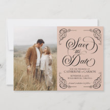 Modern Calligraphy Vintage Photo Beige