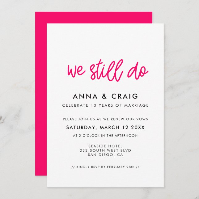 Modern calligraphy We still do Vow renewal Invitation (Front/Back)