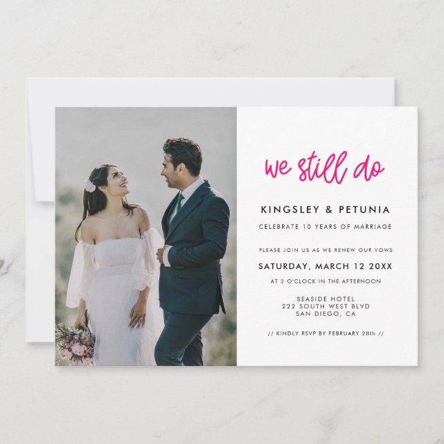 Modern calligraphy We still do Vow renewal photo Invitation (Front)