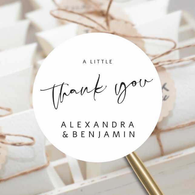 Modern Calligraphy Wedding a Sweet Thank You Classic Round Sticker (Creator Uploaded)