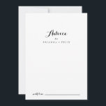 Modern Calligraphy Wedding Advice Card<br><div class="desc">This modern calligraphy wedding advice card is perfect for a rustic wedding. The simple and elegant design features classic and fancy script typography in black and white. These cards are perfect for a wedding, bridal shower, baby shower, graduation party & more. Personalise the cards with the names of the bride...</div>