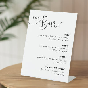 Modern Calligraphy Wedding Bar Menu Pedestal Sign