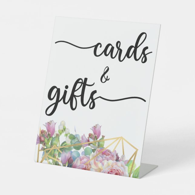 Modern Calligraphy Wedding Cards and Gifts Pedesta Pedestal Sign (Front)