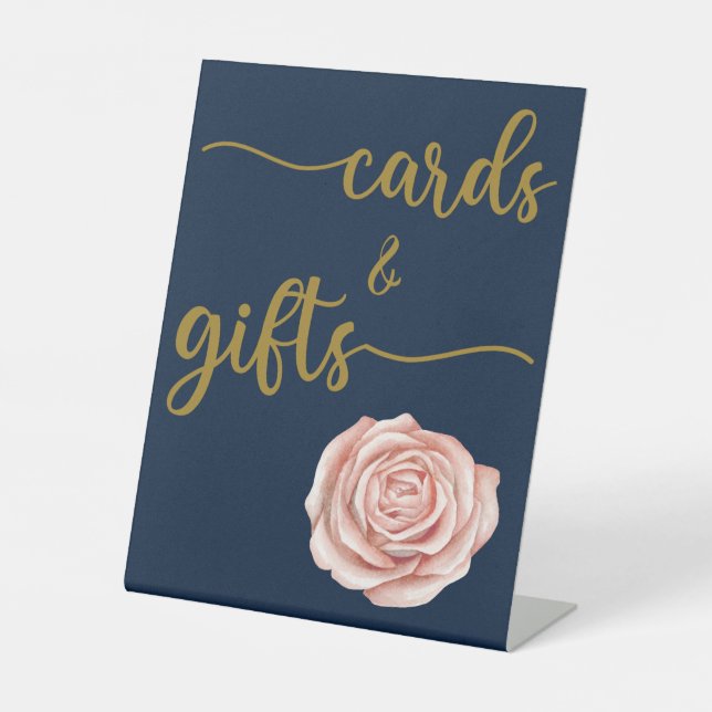 Modern Calligraphy Wedding Cards and Gifts Pedestal Sign (Front)