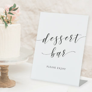 Modern Calligraphy Wedding Dessert Bar Pedestal Sign
