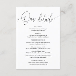 Modern Calligraphy, Wedding Details information  E Enclosure Card