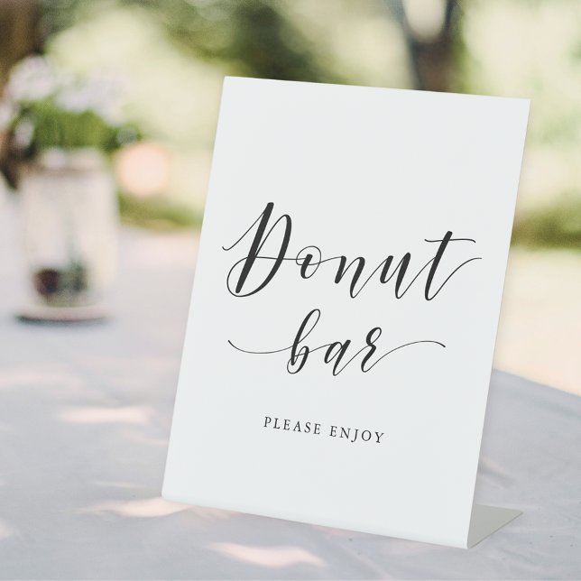 Modern Calligraphy Wedding Doughnut Bar Pedestal S Pedestal Sign (Creator Uploaded)