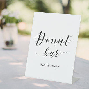 Modern Calligraphy Wedding Doughnut Bar Pedestal S Sign