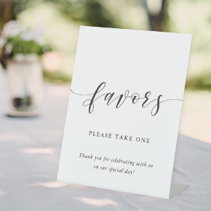 Modern Calligraphy Wedding Favours Table Pedestal Sign