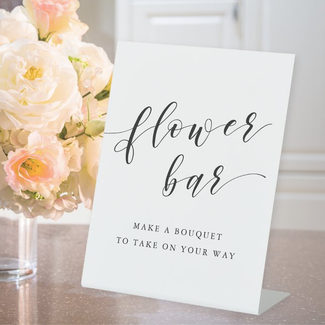 Modern Calligraphy Wedding Flower Bar Pedestal Sign (Creator Uploaded)