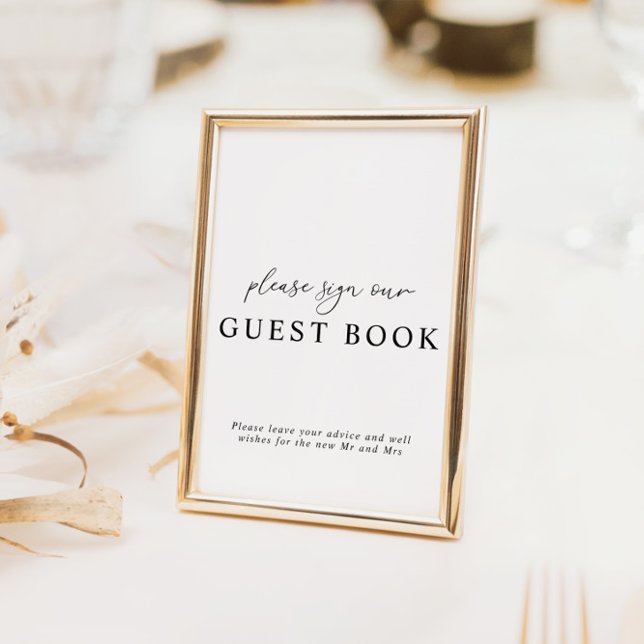 Modern Calligraphy Wedding Guest Book Sign Invitat Invitation (Creator Uploaded)