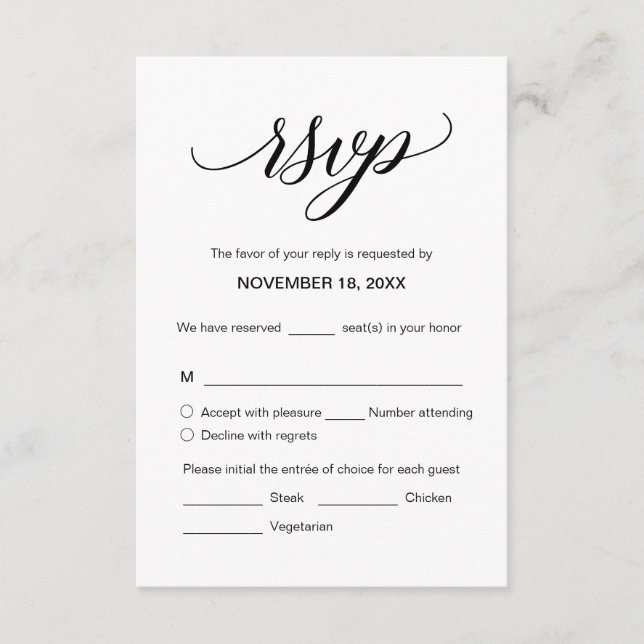 Modern Calligraphy Wedding Invitation RSVP Cards (Front)