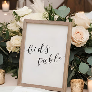 Modern Calligraphy Wedding Kids Table Sign