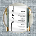 Modern Calligraphy Wedding Menu Any Colour Poster<br><div class="desc">Modern Calligraphy Any Colour Wedding Menu . This modern design has Menu in elegant set script running up the left hand side and the rest of the text is aligned to the right which you can easily personalise. Text and background colours can be changed to any of your choice via...</div>
