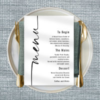 Modern Calligraphy Wedding Menu Any Colour
