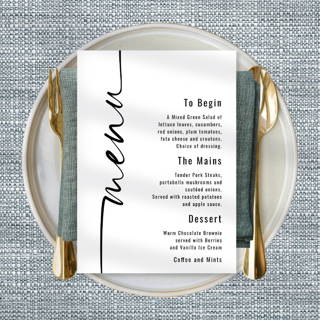 Modern Calligraphy Wedding Menu Any Colour Poster (Creator Uploaded)
