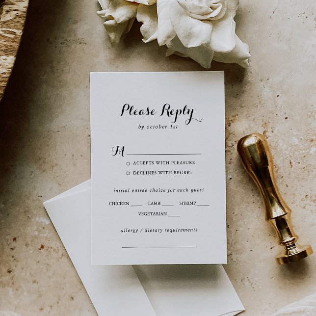 Modern Calligraphy Wedding Menu Choice RSVP (Creator Uploaded)