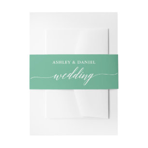 Modern Calligraphy Wedding Neo Mint Invitation Belly Band