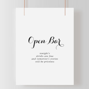 Modern Calligraphy Wedding Open Bar Sign