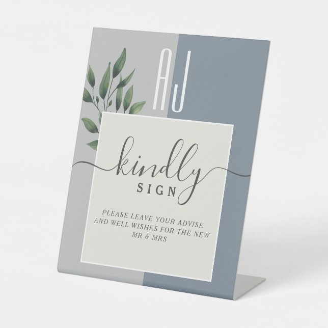 Modern Calligraphy Wedding Pedestal Sign (Front)