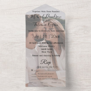 modern calligraphy wedding photo all in one invitation