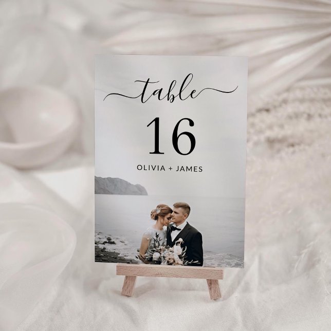 Modern Calligraphy Wedding Photo Table Number (Modern Calligraphy Wedding Photo Table Number)