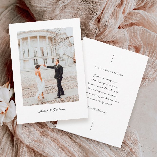 Modern Calligraphy Wedding Photo Thank You Card (Creator Uploaded)