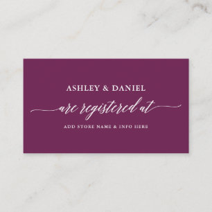Modern Calligraphy Wedding Registry Cassis Enclosure Card