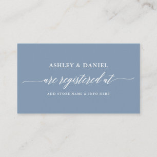 Modern Calligraphy Wedding Registry Dusty Blue Enclosure Card