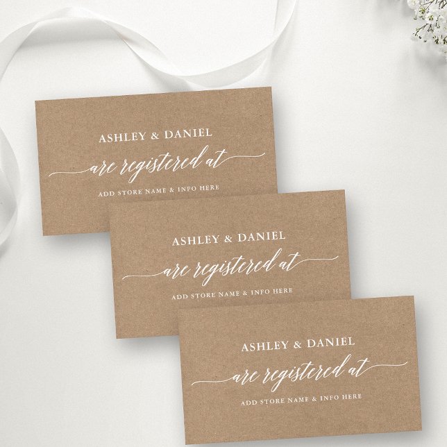 Modern Calligraphy Wedding Registry Kraft Enclosure Card (Customize to change your personalized text size or text style.)
